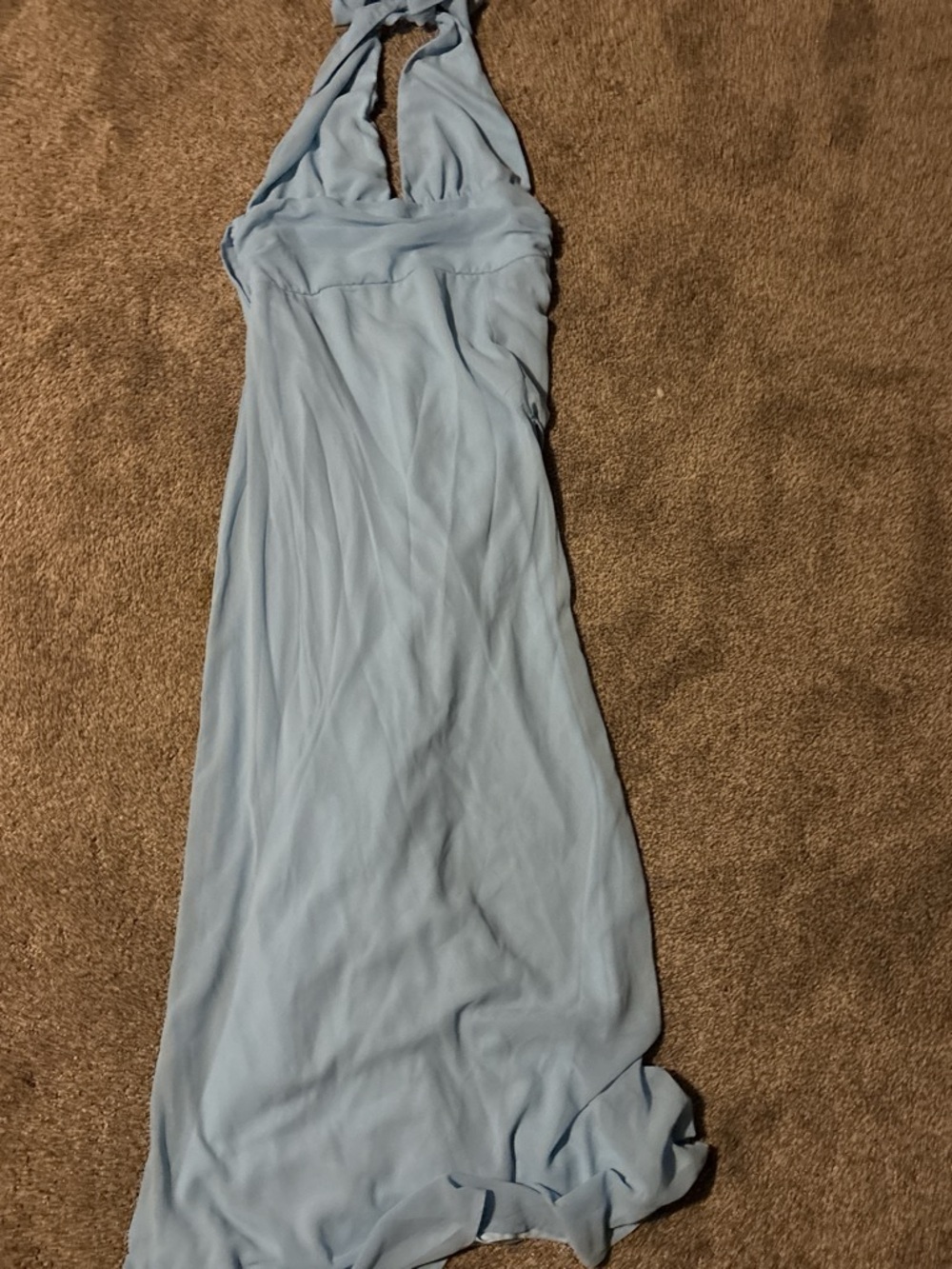 Light Blue Halter Maxi Dress — Women's Elegant Evening Gown